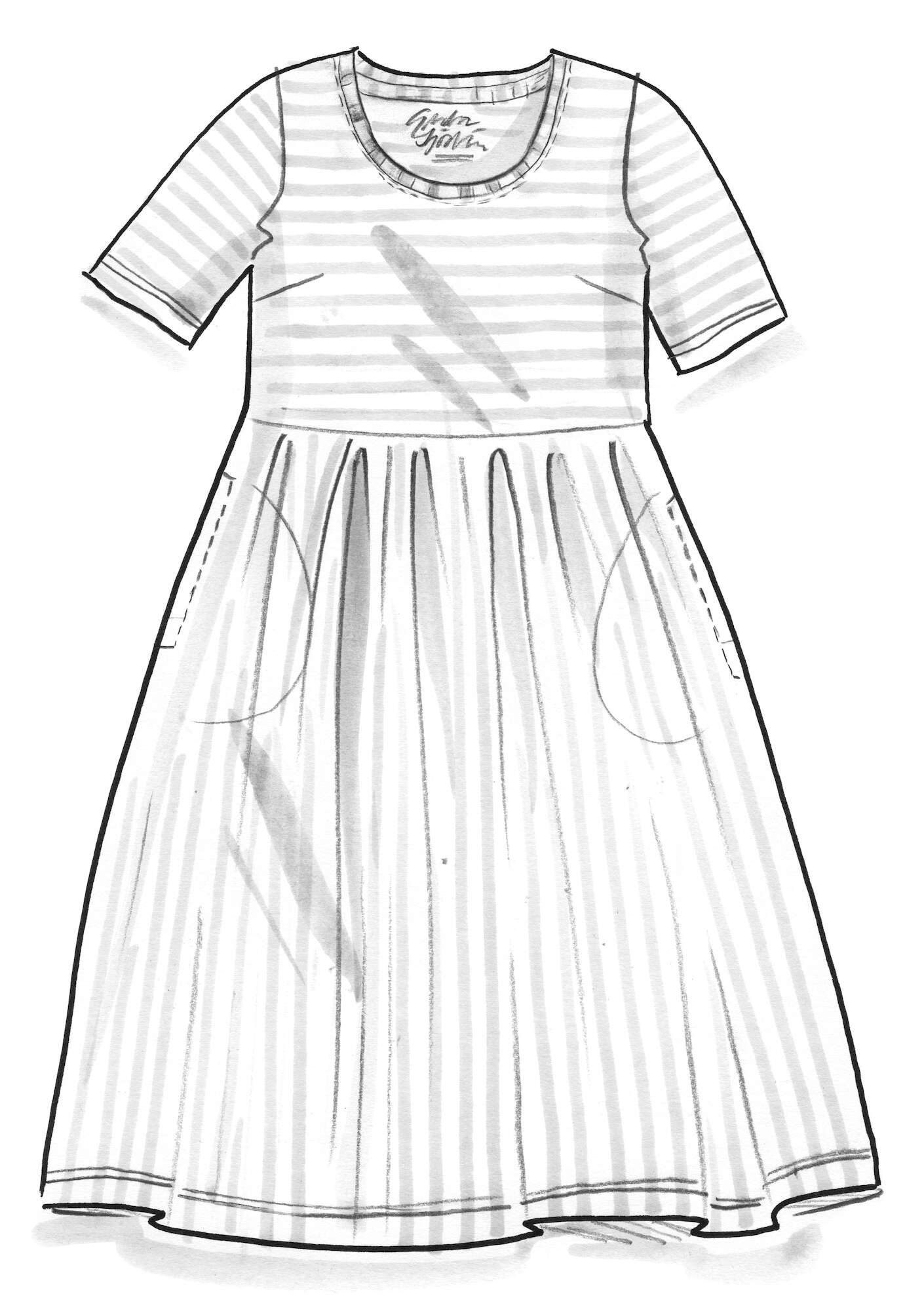 Gestreepte tricot jurk van biologisch katoen