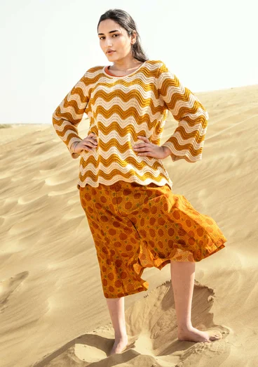 “Rose” recycled cotton sweater - mustard/striped