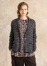 Striped and solid-colour knitted blazer in a lambswool blend (black/dark ash grey melange L)