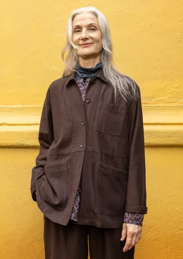 Veste "Agatha" en coton biologique tissé - mûrier noir