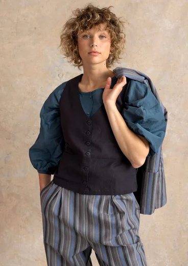 Webweste „Esme“ aus Bio-Baumwolle/Leinen - schwarz