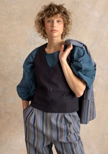 Webweste „Esme“ aus Bio-Baumwolle/Leinen - schwarz