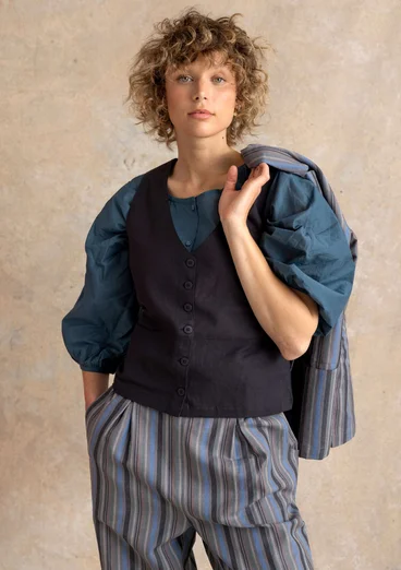 Webweste „Esme“ aus Bio-Baumwolle/Leinen - schwarz