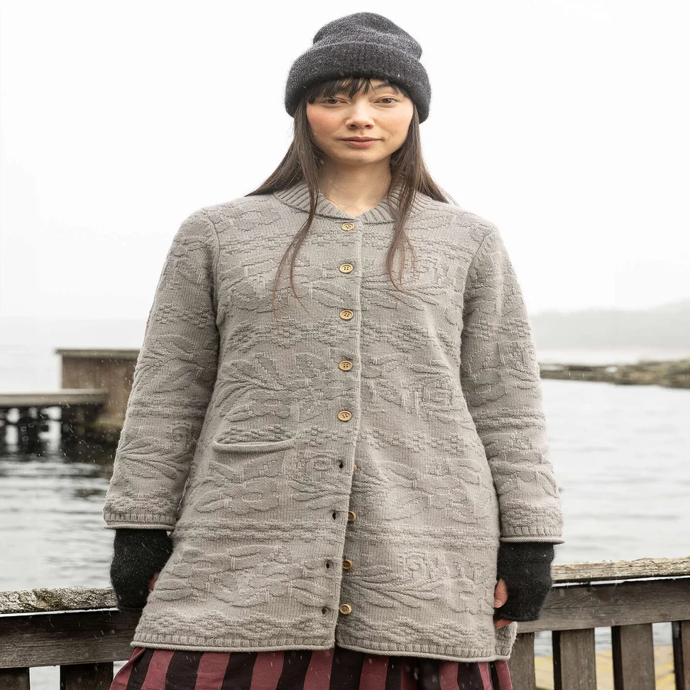 “Nova Scotia” lambswool long cardigan - grey