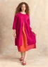 Robe tissée ”Vendela” en coton biologique (cyclamen XL)