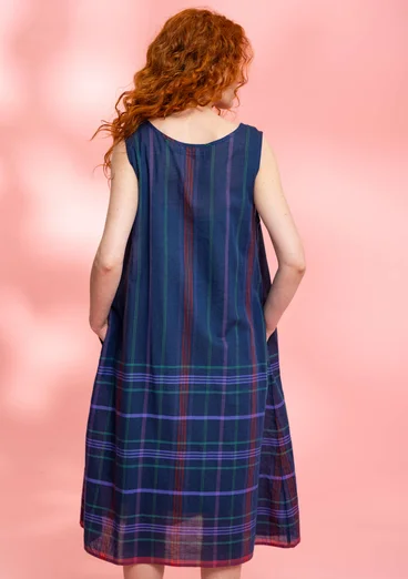 Gemustertes ärmelloses Webkleid aus Bio-Baumwolle - tinte