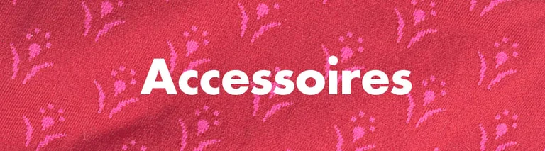 Ein Streifenmuster mit dem Wort „Accessoires“ in Weiss.