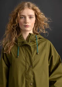 Veste de pluie ”Hedda” en coton biologique tissé - olive foncé