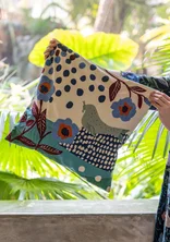 “Galapagos” organic cotton cushion cover - blue lotus