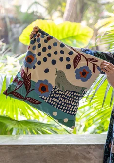 Kissenhülle „Galapagos“ aus Bio-Baumwolle - lotusblau