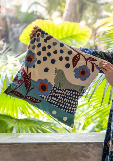 Kissenhülle „Galapagos“ aus Bio-Baumwolle - lotusblau