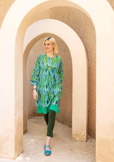 “Marie” woven dress in organic cotton/silk - cicada/patterned