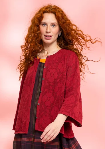 “Blomstra” organic/recycled cotton cardigan - lingonberry