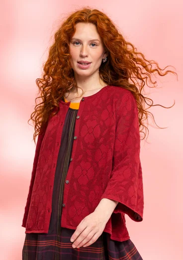 Gilet "Blomstra" en maille de coton biologique/recyclé - airelles