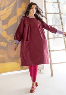 Webkleid „Benedita“ aus Bio-Baumwolle - aubergine