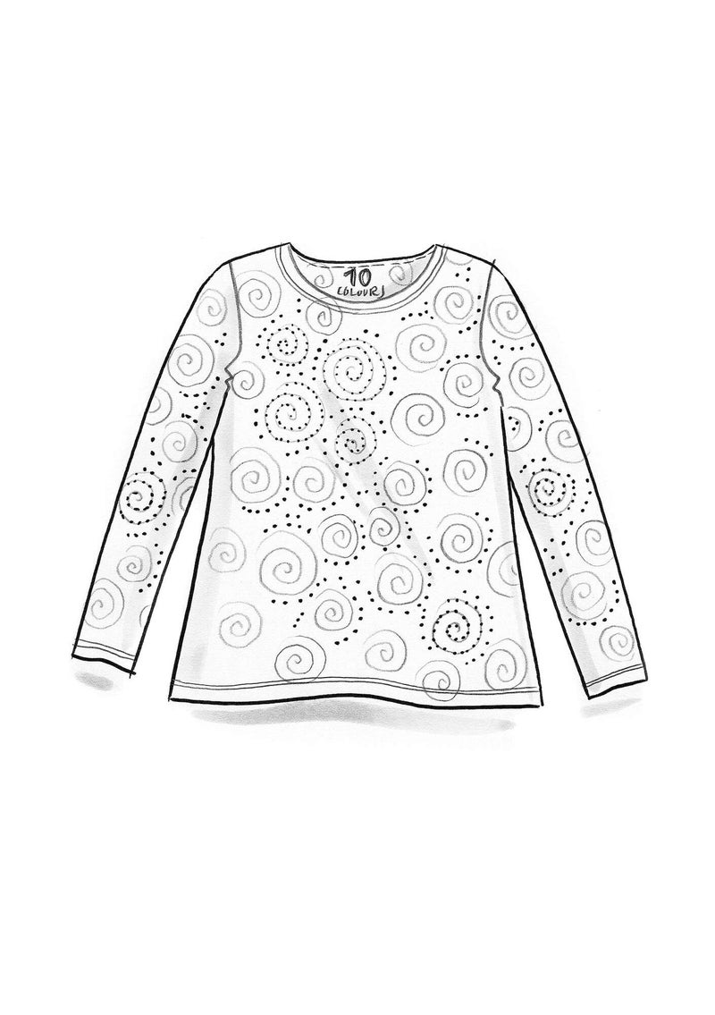 “Ada” jersey top in lyocell/spandex oatmeal/patterned
