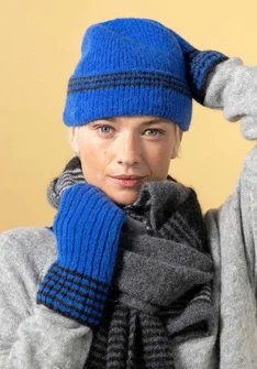 “Stripe” alpaca blend beanie - sapphire blue
