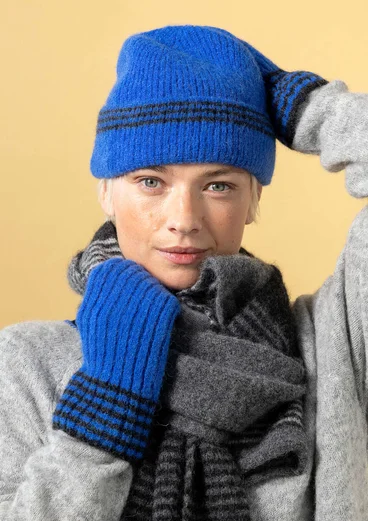 Bonnet "Stripe" en alpaga mélangé - bleu saphir