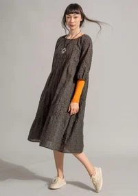 “Duha” woven dress in organic cotton - dark ash grey