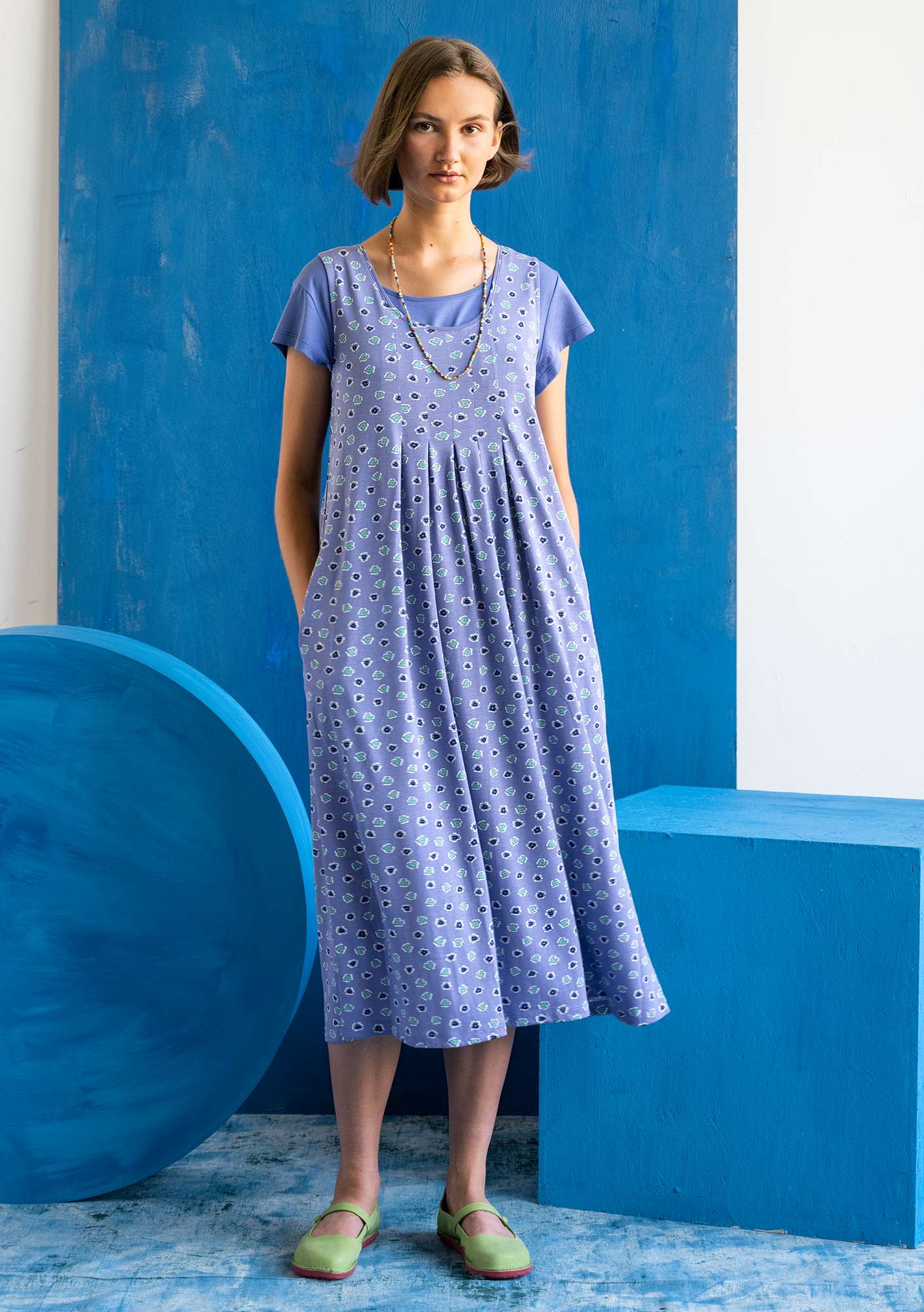 “Himmel” organic cotton/modal jersey dress  midnight blue/patterned thumbnail