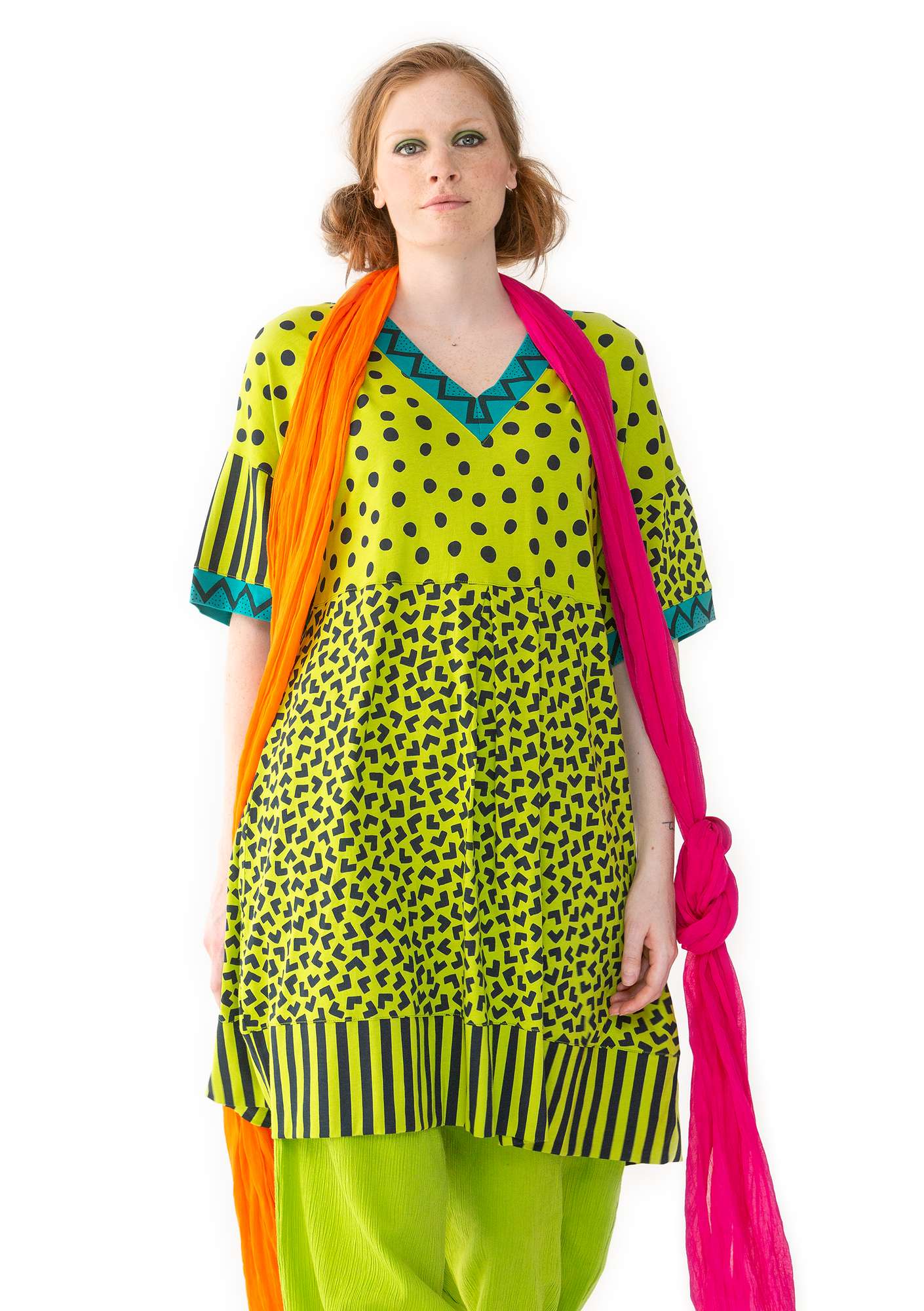“Tricky” dress in modal/organic cotton tropical green thumbnail