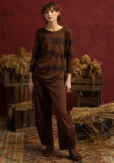 “Fields” patterned cotton/modal top - chestnut