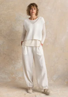Pantalon en lin tissé - blanc cassé