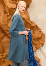 “Ellen” striped/solid-colour organic cotton/modal jersey dress - indigo green