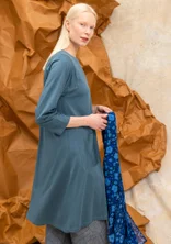 “Ellen” striped/solid-colour organic cotton/modal jersey dress - indigo green