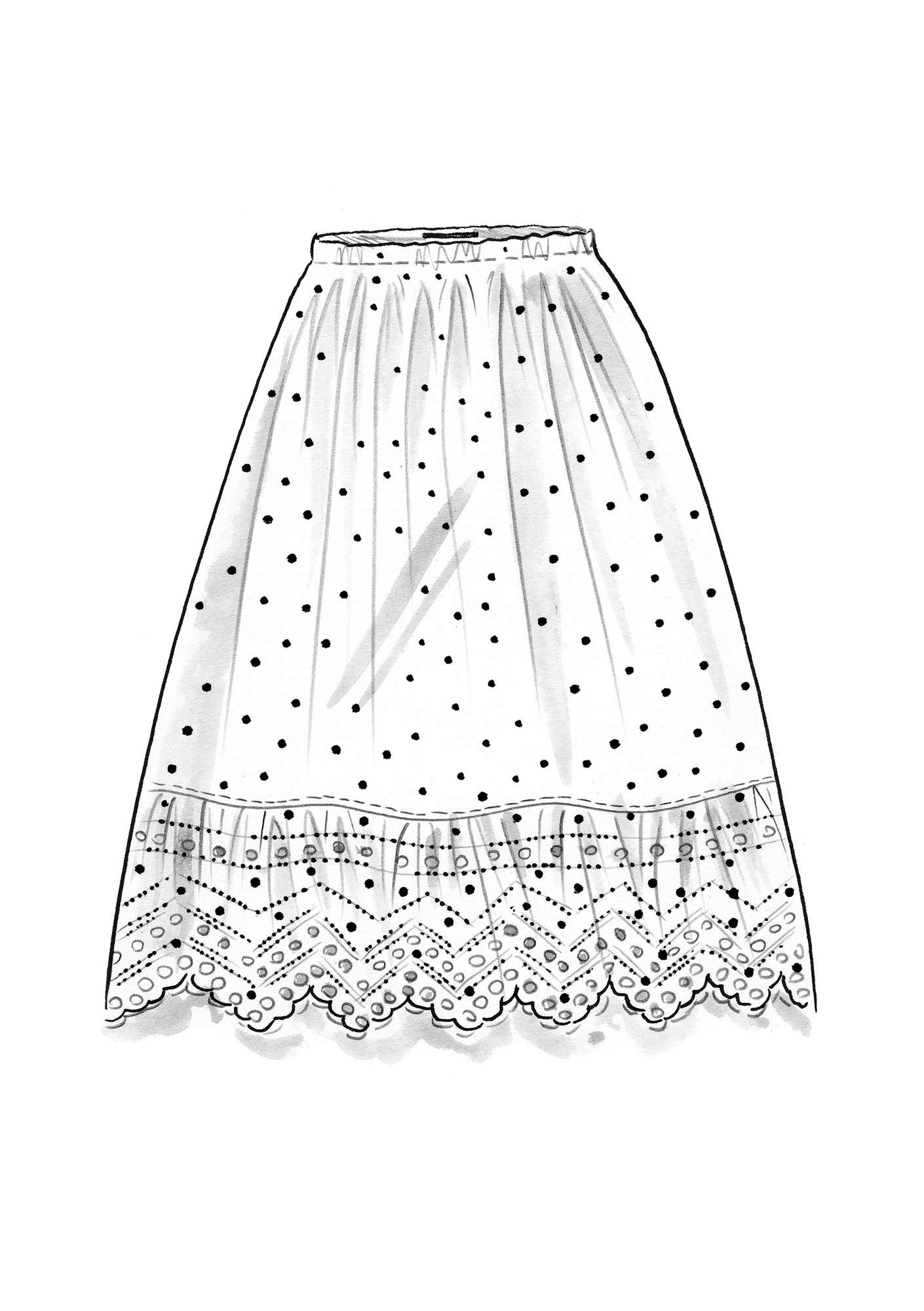 “Pytte” woven organic cotton underskirt ecru/patterned