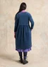 Robe boutonnée en velours de coton biologique/polyester recyclé (bleu Pacifique L)