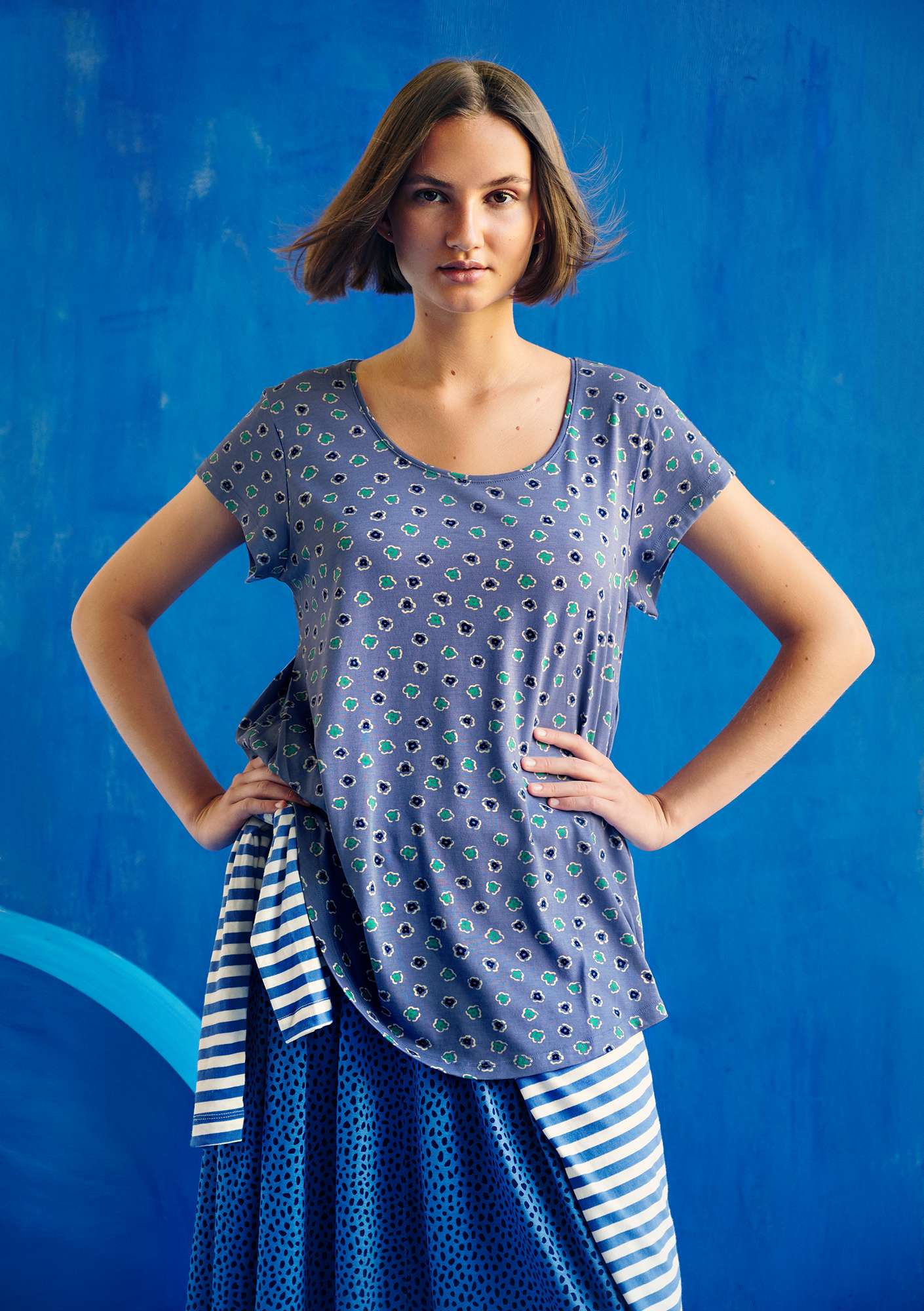 Shirt „Himmel“ aus Öko-Baumwolle/Modal  mitternachtsblau-gemustert thumbnail