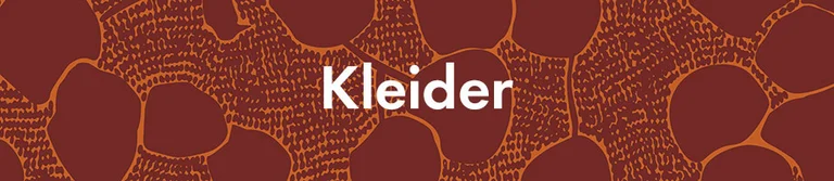 Ein Muster in Dunkelrot mit dem Wort „Kleider“ in Weiß.