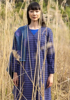 “Wavy” woven organic cotton dress - sky blue