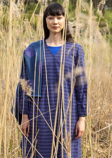 “Wavy” woven organic cotton dress - sky blue