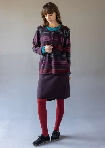 Fijngebreide rok "Sylvi" van biologisch katoen/wol - donkeraubergine