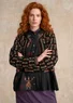 Geblümte Strickjacke „Tulipan“ aus Lammwollmischung/Bio-Baumwolle (schwarz L)