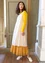 Vævet kjole "Shimla" i økologisk bomuld/hør (mandelmælk/mønstret S)