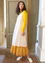 Vevd kjole «Shimla» i økologisk bomull / lin (mandelmelk/mønstret S)