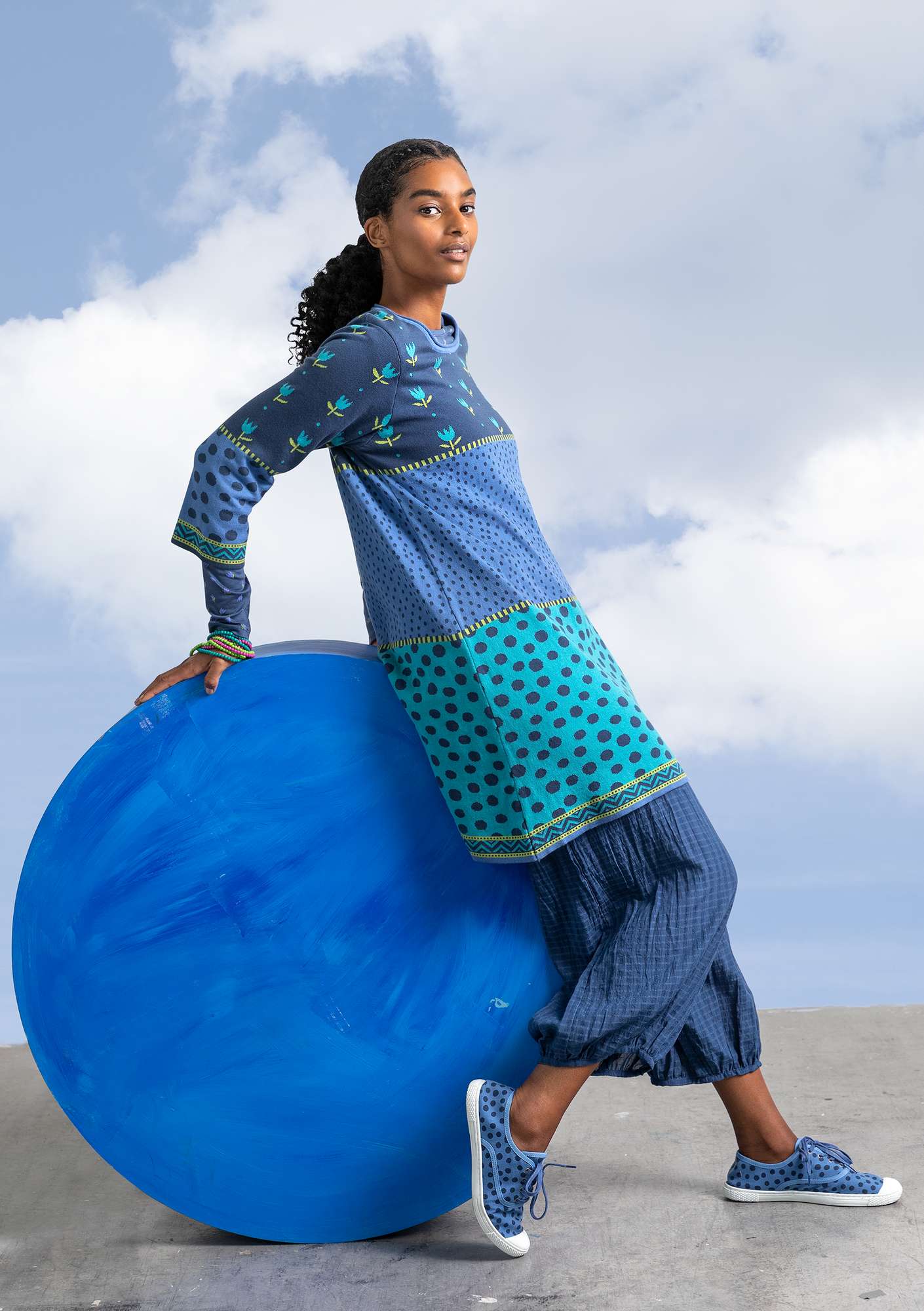 “Marisol” knit tunic in organic cotton indigo