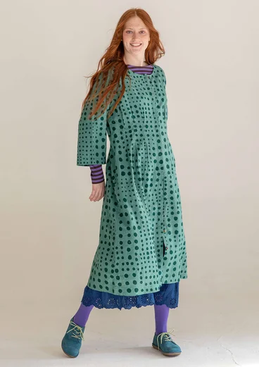 Robe "Mary" en tissu de coton biologique/lin - absinthe