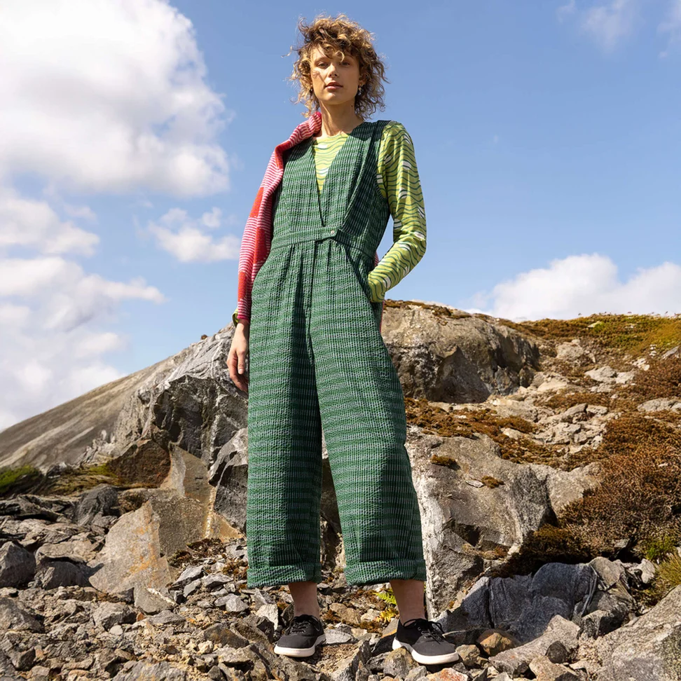 Jumpsuit „Wavy“ aus Bio-Baumwollgewebe - teal