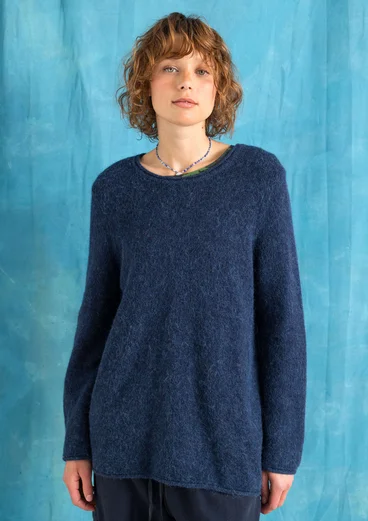 Fluffy, alpaca-blend sweater - ink blue/melange