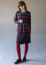 Gilet rayé et uni "Sylvi" en coton biologique/laine - aubergine foncé/rayé