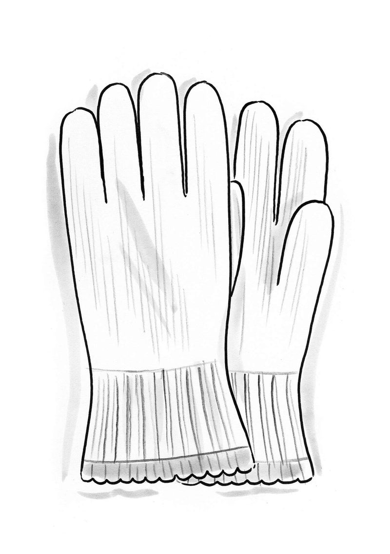 Handschoenen van biologisch katoen/wol met touchfunctie mosterd