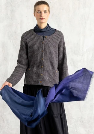 Satin-weave wool scarf - indigo blue