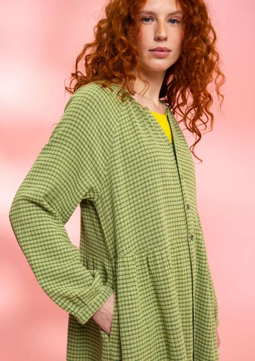 “Noira” checked organic cotton dress - grass green