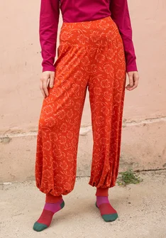 “Lambadi” patterned lyocell/elastane trousers - pumpkin