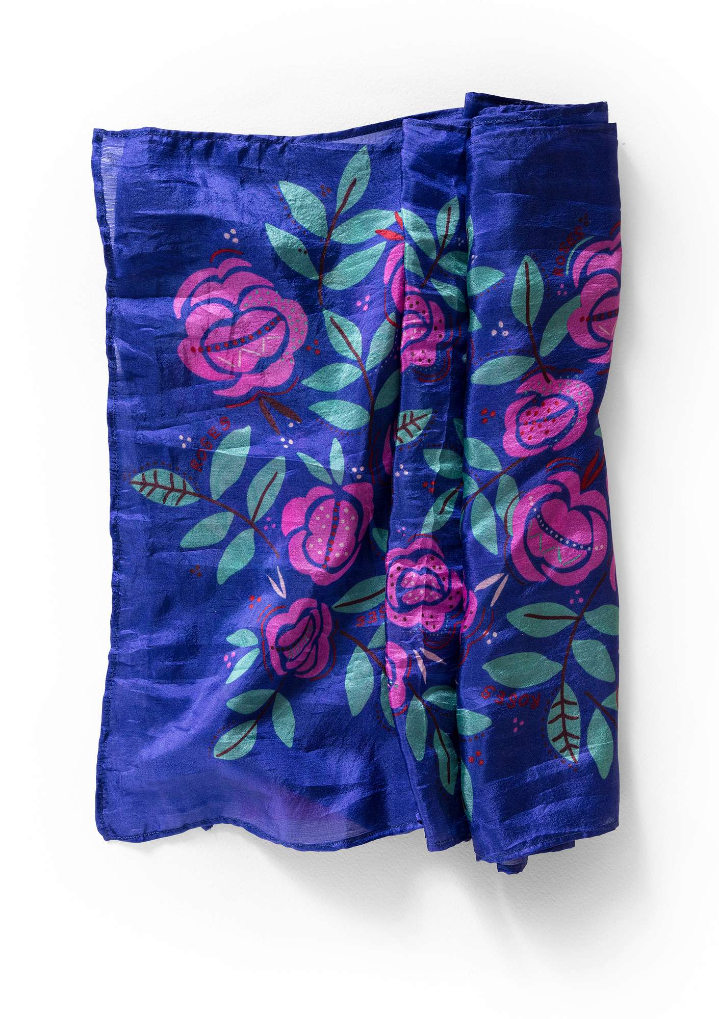 Skjerf «Rose Garden» i silke kleinblå thumbnail