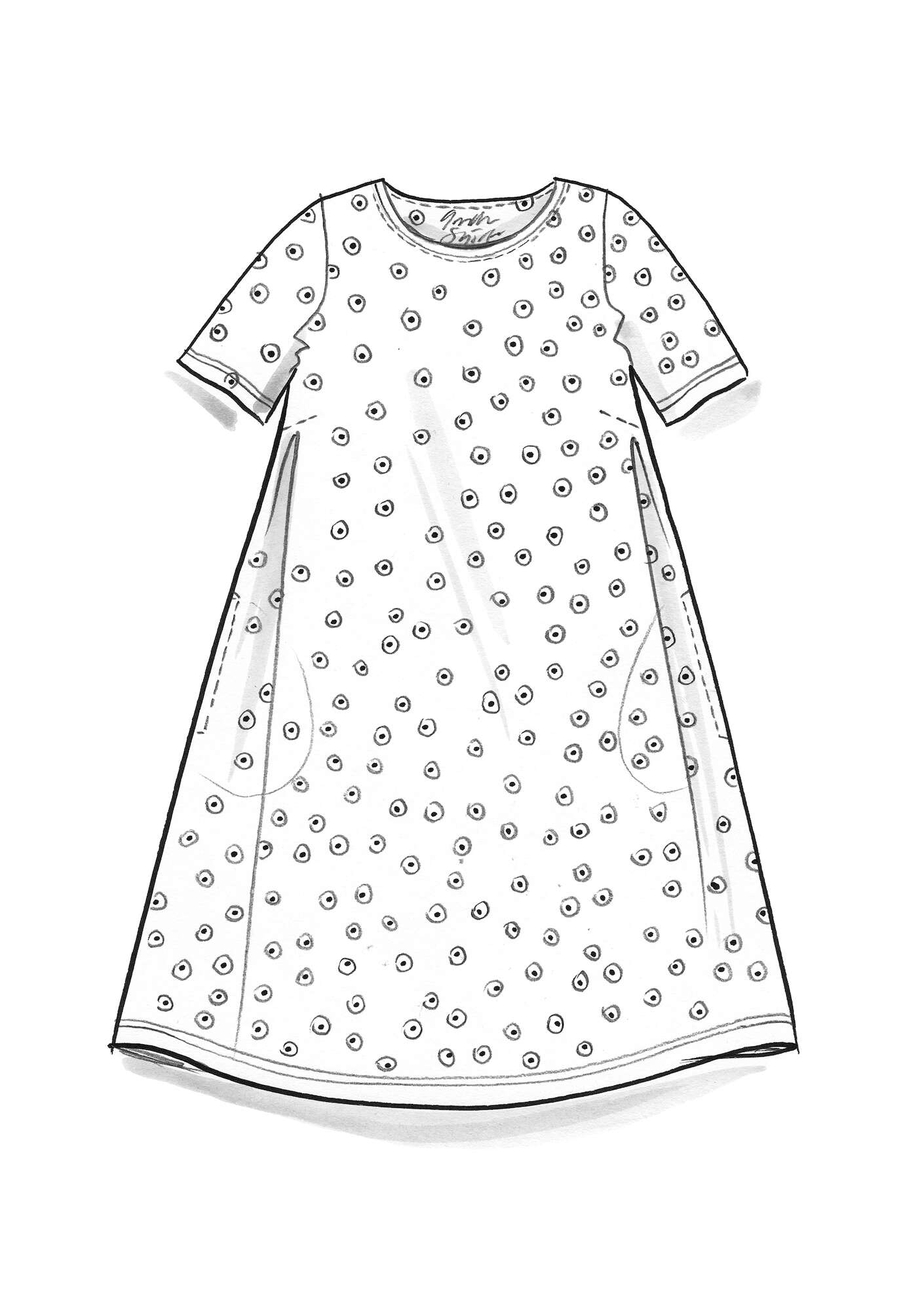 Tricot jurk  Ines  van biologisch katoen malachiet/dessin